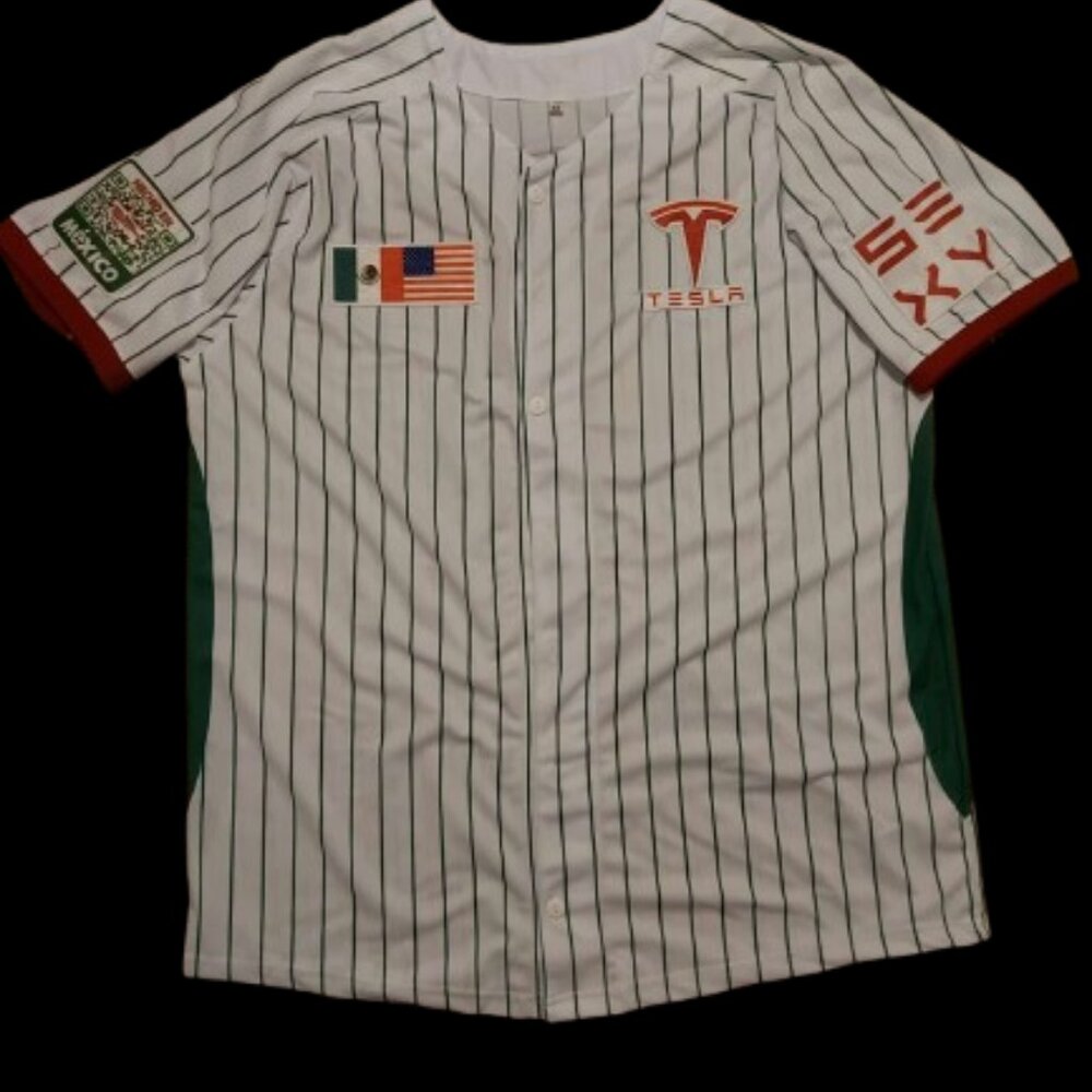 Tesla Mexico Jerseys 2XL ONLY (Size 42-44) GREEN STRIPE UNISEX MODELO #4